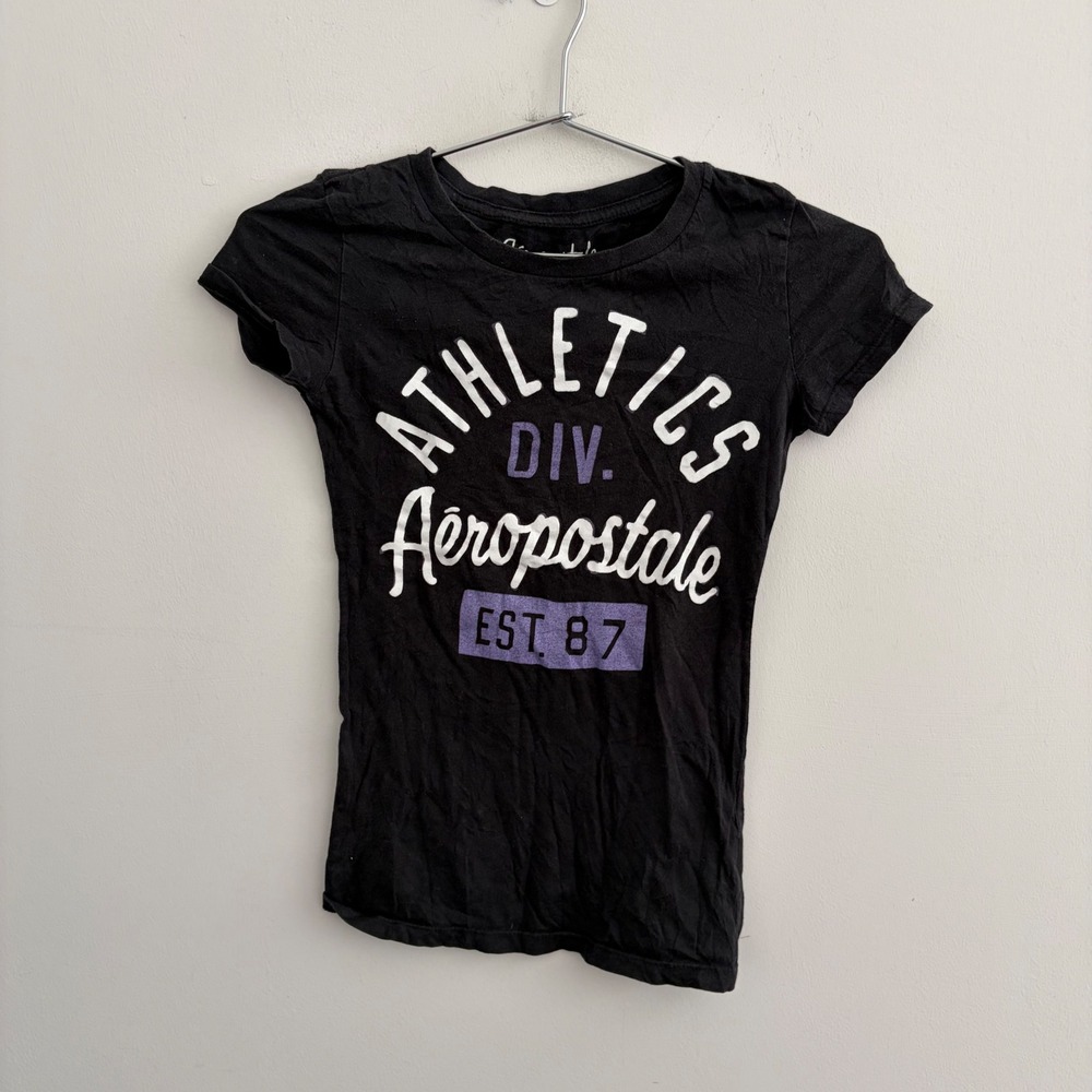 Aeropostale Athletics Div Est 87 Graphic T-Shirt Black Small